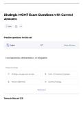 Strategic MGMT Exam Questions with Correct Answers