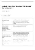 Strategic Mgmt Exam Questions With Revised Correct Answers