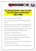 911 Driving School - Day 14&comma; Final Test Questions and Answers 100&percnt; PASS