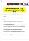 Alabama Motorcycle Test Questions and Answers 100&percnt; PASS