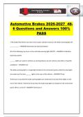 Automotive Brakes 2026-2027 48- 6 Questions and Answers 100&percnt; PASS