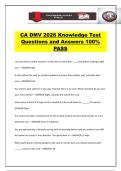 CA DMV 2026 Knowledge Test Questions and Answers 100&percnt; PASS
