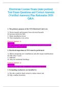 Electrician License Exam &lpar;state portion&rpar;  Test Exam Questions and Correct Answers &lpar;Verified Answers&rpar; Plus Rationales 2026  Q&A&period;