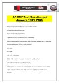 CA DMV Test Question and Answers 100&percnt; PASS