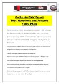 California DMV Permit Test Questions and Answers 100&percnt; PASS