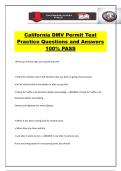 California DMV Permit Test Practice Questions and Answers 100&percnt; PASS