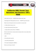 California DMV Permit Test Questions and Answers 100&percnt; PASS