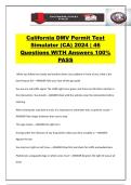 California DMV Permit Test Simulator &lpar;CA&rpar; 2024 &vert; 46 Questions WITH Answers 100&percnt; PASS