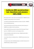 California DMV permit&sol;written test Questions and answers 100&percnt; PASS