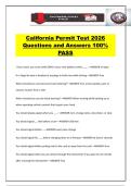 California Permit Test 2026 Questions and Answers 100&percnt; PASS