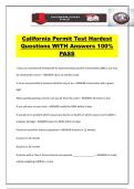 California Permit Test Hardest Questions WITH Answers 100&percnt; PASS