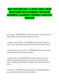 AQA PSYCHOLOGY A LEVEL FINAL EXAM QUESTIONS WITH CORRECT DETAILED ANSWERS &vert;&vert; ALREADY GRADED A&plus;RECENT VERSION