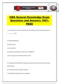 CMA General Knowledge Exam Questions and Answers 100&percnt; PASS