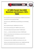 CT DMV Permit Test 2026 Questions and Answers 100&percnt; PASS