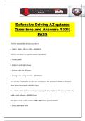Defensive Driving AZ quizzes Questions and Answers 100&percnt; PASS