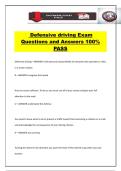 Defensive driving Exam Questions and Answers 100&percnt; PASS