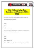 DMV CA Knowledge Test Questions and Answers 100&percnt; PASS
