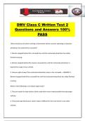 DMV Class C Written Test 2 Questions and Answers 100&percnt; PASS