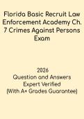 Florida Basic Recruit Law Enforcement Academy &ndash; Chapter 7 Crimes Against Persons Study Guide 2026