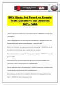 DMV Study Set Based on Sample Tests Questions and Answers 100&percnt; PASS