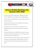 Driver's Ed Quiz Questions and Answers 100&percnt; PASS
