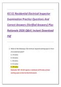 ICC E1 Residential Electrical Inspector  Examination Practice Questions And  Correct Answers &lpar;Verified Answers&rpar; Plus  Rationale 2026 Q&A&vert; Instant Download  Pdf 