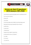 Drivers ed&period; final &lpar;75 questions&rpar; WITH Answers 100&percnt; PASS