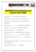 DRIVEWISE Exam Questions and Answers 100&percnt; PASS