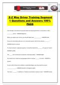 E-Z Way Driver Training Segment 1 Questions and Answers 100&percnt; PASS