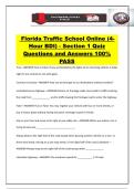 Florida Traffic School Online &lpar;4- Hour BDI&rpar; - Section 1 Quiz Questions and Answers 100&percnt; PASS
