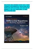 SOLUTION AND ANSWER GUIDE FOR A FIRST COURSE IN DIFFERENTIAL EQUATIONS WITH MODELING APPLICATIONS 12TH EDITION BY DENNIS G&period; ZILL ALL CHAPTERS 1-9 TEST BAN UPDATED 2026