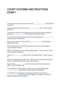 COURT SYSTEMS AND PRACTICES EXAM 1 QUESTIONS WITH VERIFIED ANSWERS &vert; GRADED A
