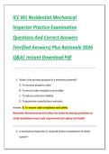 ICC M1 Residential Mechanical  Inspector Practice Examination  Questions And Correct Answers  &lpar;Verified Answers&rpar; Plus Rationale 2026  Q&A&vert; Instant Download Pdf
