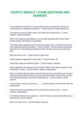 COURTS MODULE 1 EXAM QUESTIONS AND ANSWERS