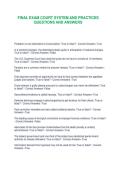 FINAL EXAM COURT SYSTEM AND PRACTICES QUESTIONS AND ANSWERS