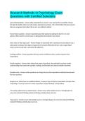 Research Methods in Psychology Exam Questions with Certified Solutions