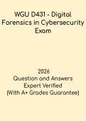 WGU D431 Digital Forensics in Cybersecurity &ndash; Objective Assessment Practice & Study Guide 2026