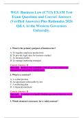 WGU Business Law &lpar;C713&rpar; EXAM Test  Exam Questions and Correct Answers  &lpar;Verified Answers&rpar; Plus Rationales 2026 Q&A At the Western Governors  University&period;