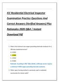 Compilation Bundle for ICC Residential Electrical Inspector Exams &lpar;E1&rpar; Practice Questions And Correct Answers &lpar;Verified Answers&rpar; Plus Rationales 2026 Q&A &vert; Instant Download Pdf