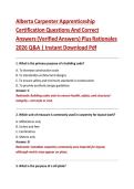 Alberta Carpenter Apprenticeship  Certification Questions And Correct  Answers &lpar;Verified Answers&rpar; Plus Rationales  2026 Q&A &vert; Instant Download Pdf 