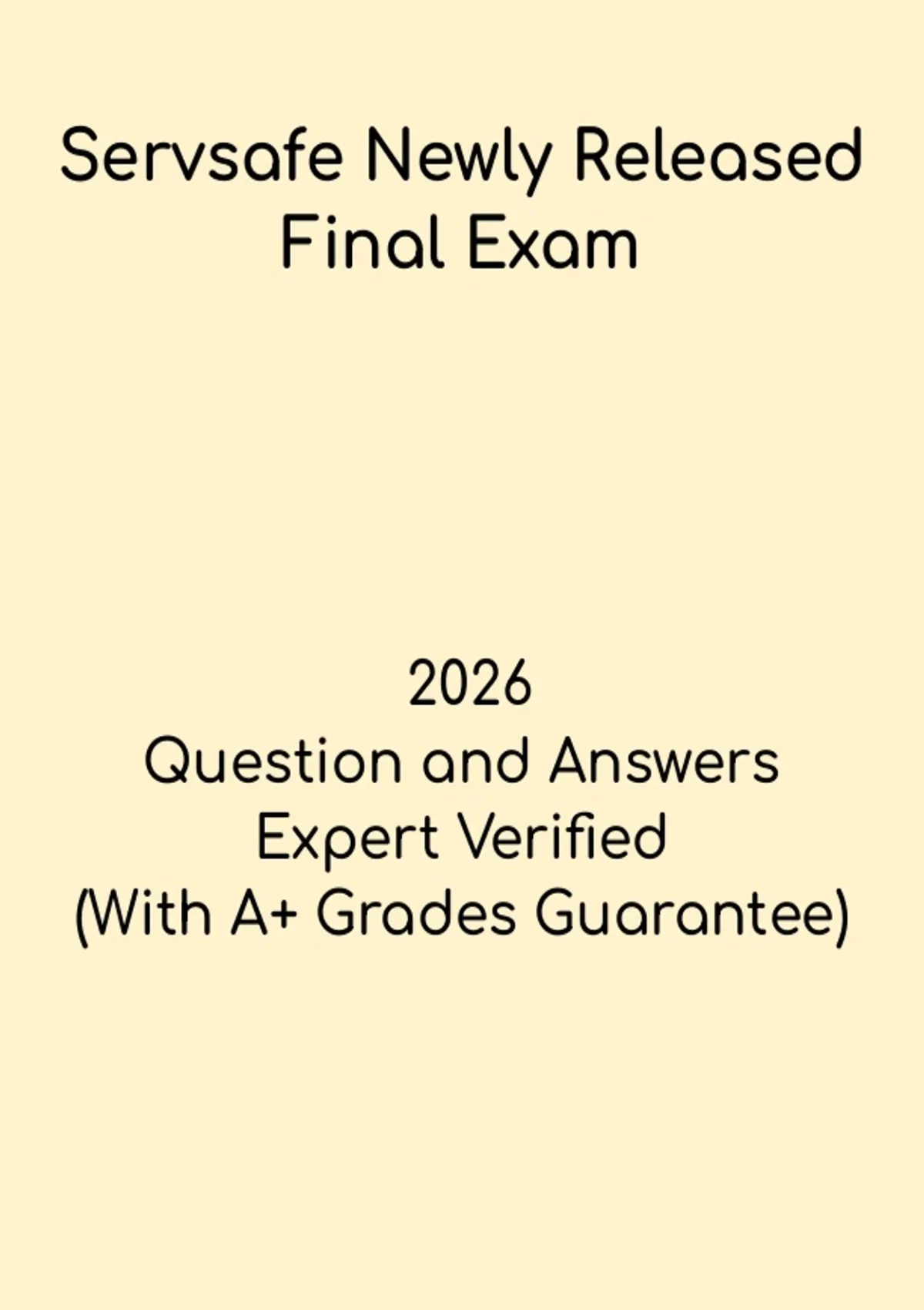 ServSafe Newly Released Final Exam – Updated Manager Certification ...