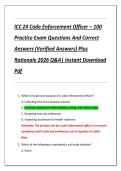 ICC Z4 Code Enforcement Officer &ndash; 100  Practice Exam Questions And Correct  Answers &lpar;Verified Answers&rpar; Plus  Rationale 2026 Q&A&vert; Instant Download  Pdf