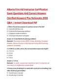 Alberta First Aid Instructor Certification  Exam Questions And Correct Answers  &lpar;Verified Answers&rpar; Plus Rationales 2026  Q&A &vert; Instant Download Pdf 