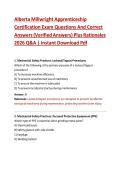 Alberta Millwright Apprenticeship  Certification Exam Questions And Correct  Answers &lpar;Verified Answers&rpar; Plus Rationales  2026 Q&A &vert; Instant Download Pdf