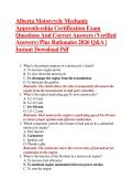 Alberta Motorcycle Mechanic  Apprenticeship Certification Exam  Questions And Correct Answers &lpar;Verified  Answers&rpar; Plus Rationales 2026 Q&A &vert;  Instant Download Pdf 