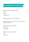 HOSA DENTAL SCIENCE FINAL PAPER 2026 QUESTIONS WITH ANSWERS GRADED A&plus;