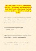 MGT 605 Exam 1 NEWEST Actual Exam 2026&sol;2027 &vert; Management and Organizational Behavior &vert; Complete Questions & Verified Answers &vert; Graded A&plus;