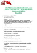 CRIS 605 Final Quiz&colon; Individuals&sol;Families&comma; Crisis Workers&comma; Ethics&comma; and Loss &vert; Actual Questions and Answers Latest Updated 2026&sol;2027 &lpar;Graded A&plus;&rpar;-Liberty University