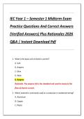 IEC Year 1 &ndash; Semester 1 Midterm Exam  Practice Questions And Correct Answers  &lpar;Verified Answers&rpar; Plus Rationales 2026  Q&A &vert; Instant Download Pdf 
