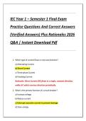 IEC Year 1 &ndash; Semester 1 Final Exam  Practice Questions And Correct Answers  &lpar;Verified Answers&rpar; Plus Rationales 2026  Q&A &vert; Instant Download Pdf 